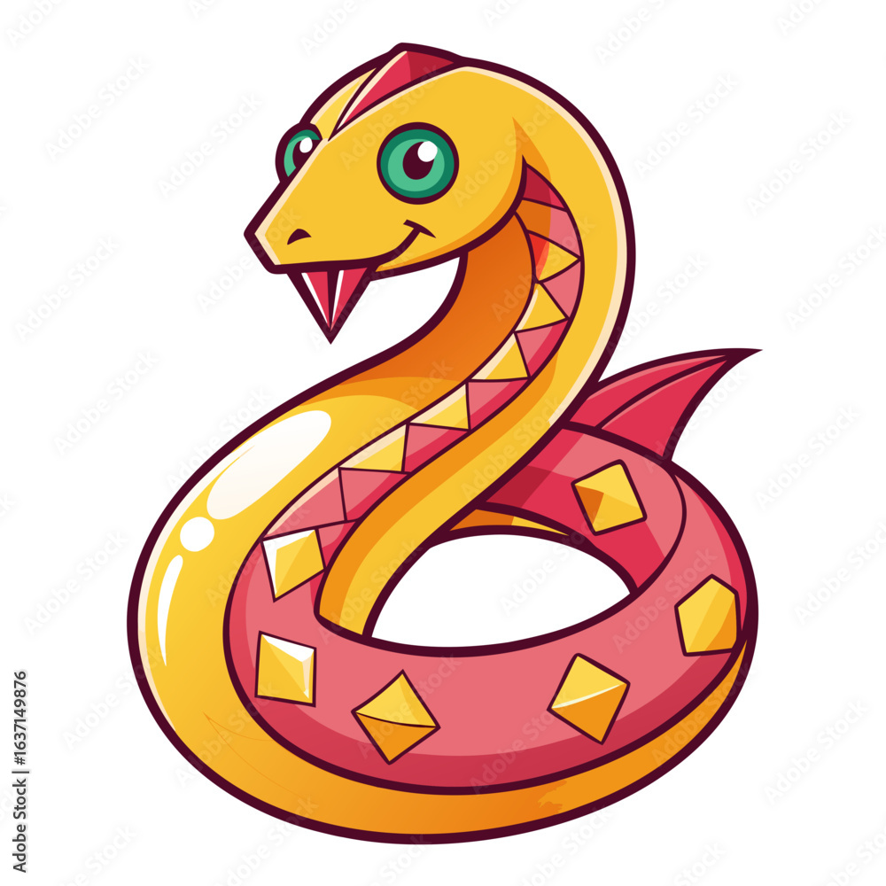 Fototapeta premium vector illustration of snake, straight, cartoon