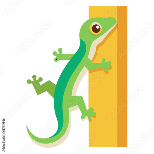 vector illustration of gecko, wall climbing, flat design