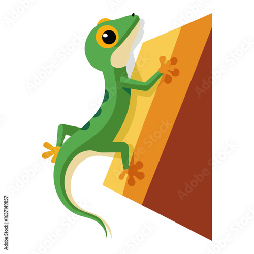 vector illustration of gecko, hunting, flat design