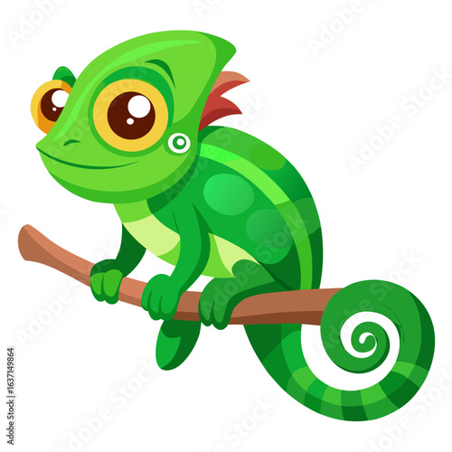vector illustration of chameleon, color changing, cartoon