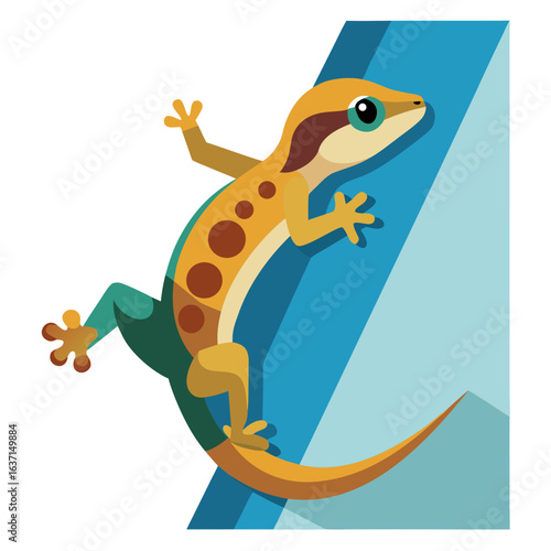 vector illustration of gecko, ceiling hanging, flat design