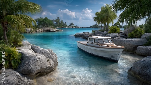 Fototapeta Naklejka Na Ścianę i Meble -  tropical beach with palm trees