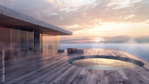 Wallpaper Mural Modern house deck sunrise hot tub cloudscape Torontodigital.ca