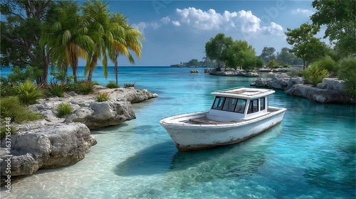 Fototapeta Naklejka Na Ścianę i Meble -  tropical beach with palm trees