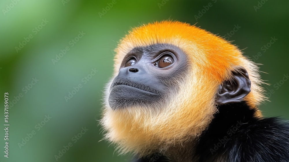 Fototapeta premium Portrait of a Yellow Cheeked Gibbon monkey in the forest
