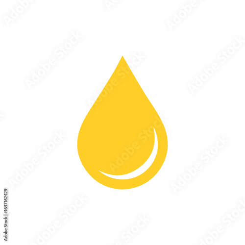 Yellow oil drop icon on white background, representing a liquid substance