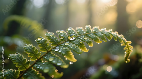 fern leaf with dew drops