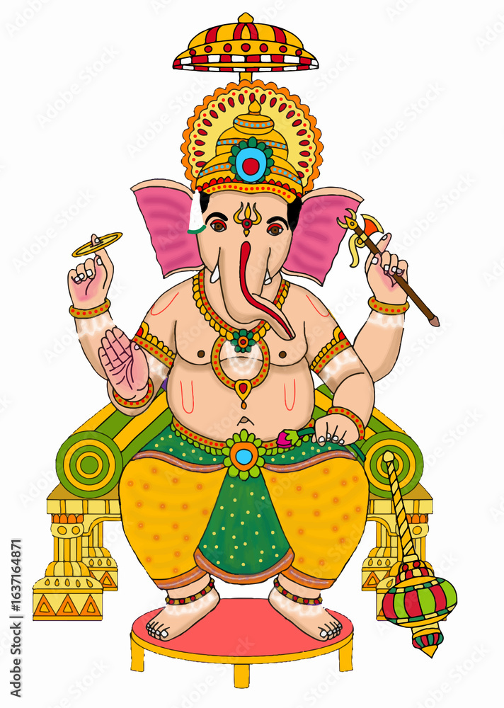 Obraz premium hand drawn digital art of lord ganesha