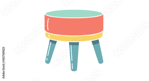 Whimsical stool illustration, stylized furniture for kids' room decor