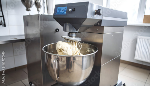 Dough mixing machine with bakery kitchen.
