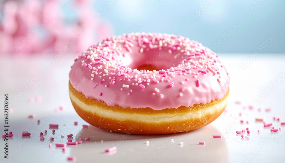 Pink Frosted Donut With Sprinkles Pink Frosted Donut With Sprinkles