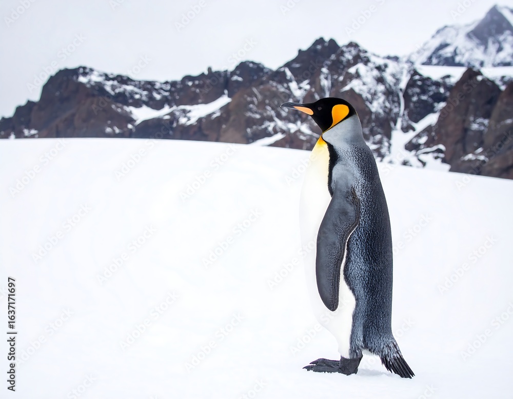 Fototapeta premium King Penguin on a snowy landscape