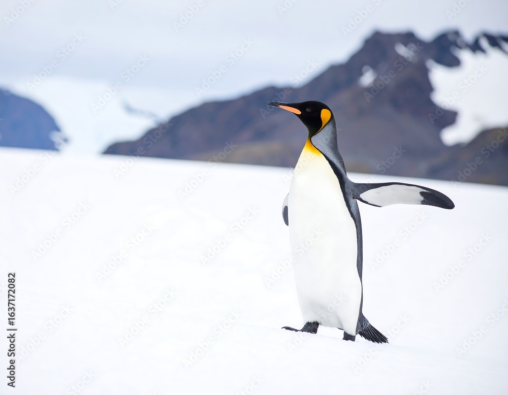 Fototapeta premium King Penguin on Snowy Landscape