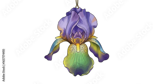 Elegant iris flower artwork with subtle colors and watercolor touch on white