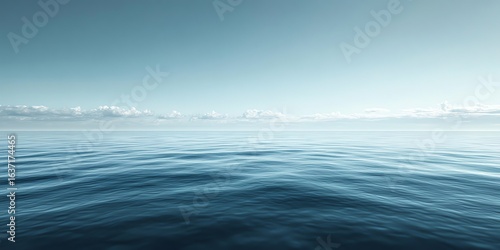 Fototapeta Naklejka Na Ścianę i Meble -  Blue Sea Water Surface with Waves and Sky