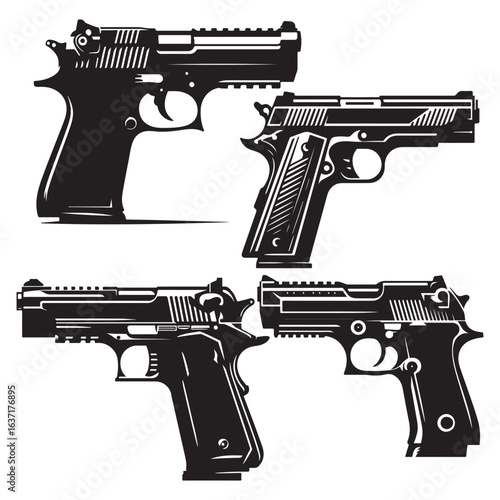 A black silhouette of a Gun vector