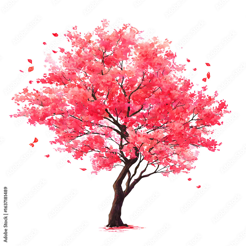 Fototapeta premium Pink cherry blossom tree illustration
