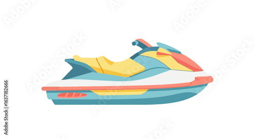 Stylish cartoon jet ski illustration, perfect for summer vacation themes