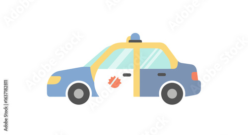 Stylized Illustration of a Canadian Police Vehicle with Maple Leaf