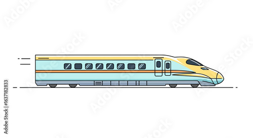 Stylized illustration of a modern high-speed train in minimalist design