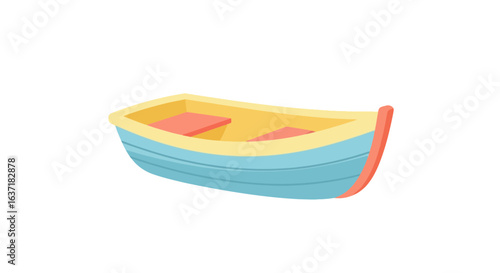 Stylized vector illustration of a small rowboat with flat design