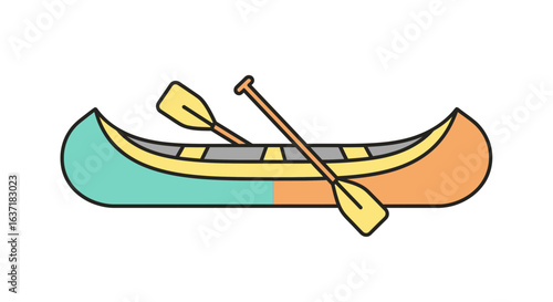 Colorful Canoe Illustration Representing Summer Adventures and Water Sports