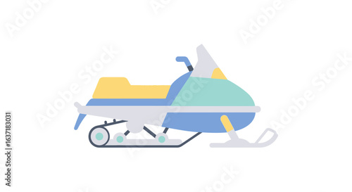 Colorful and minimalist snowmobile illustration on a clean white background