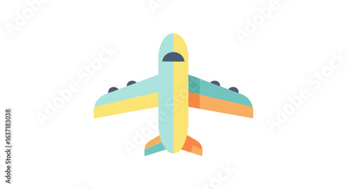 Colorful flat design airplane icon representing tourism and travel