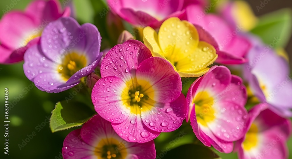 Obraz premium Colorful Spring Flowers in Bloom, Seasonal Nature Background
