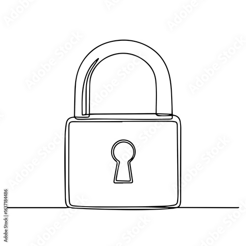 Lock illustration in simple line style, representing password protection and data security. Password protection ensures safety of personal information.