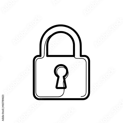 Outlined padlock showcases password protection in minimalist style, showcasing security measures. Lock icon represents password protection and keeping digital data safe with security.