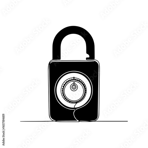 Password protection icon shows security padlock symbol for data safety. Password protection ensures cyber security with code for privacy.