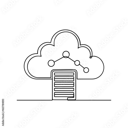 Network security cloud data transfer on white shows conceptual technology solution. Network security cloud, with server connection, illustrates seamless data flow.