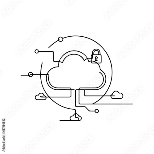 Network security cloud with padlock inside, illustrating digital safeguarding and system integrity. Network security is paramount in modern infrastructure.