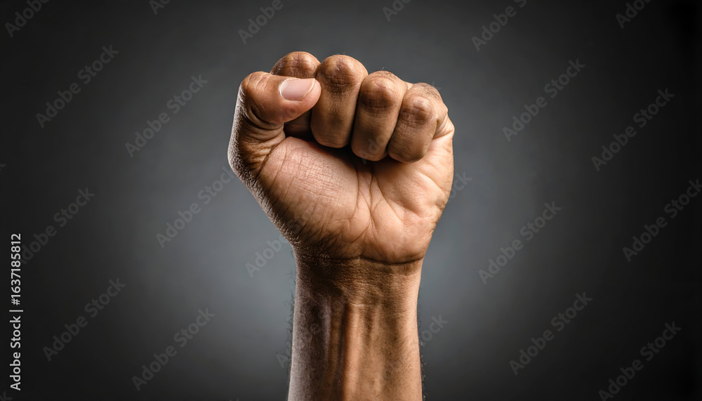 Raised Fist with Power, Protest, and Dark. Raised Fist with Power, Protest, and Dark.