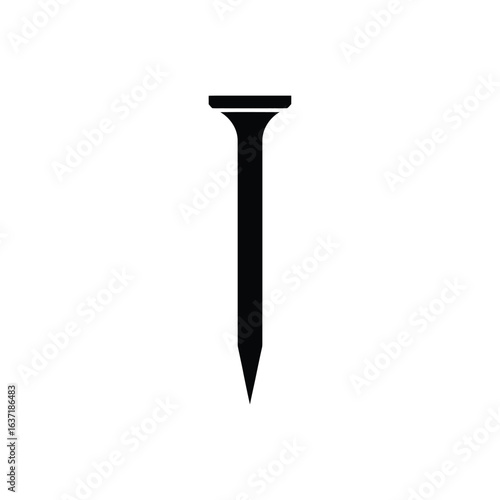 Black silhouette of a golf tee on a white background
