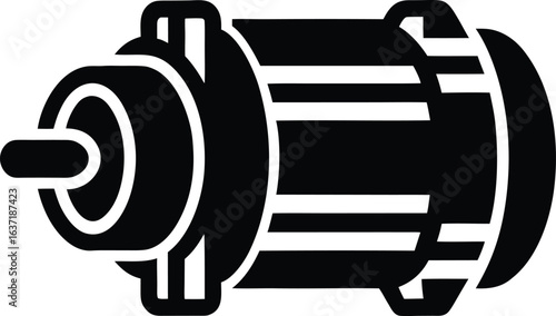 Contour Electric Motor Front and Side View Vector Illustration