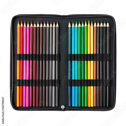 colored markers on white background