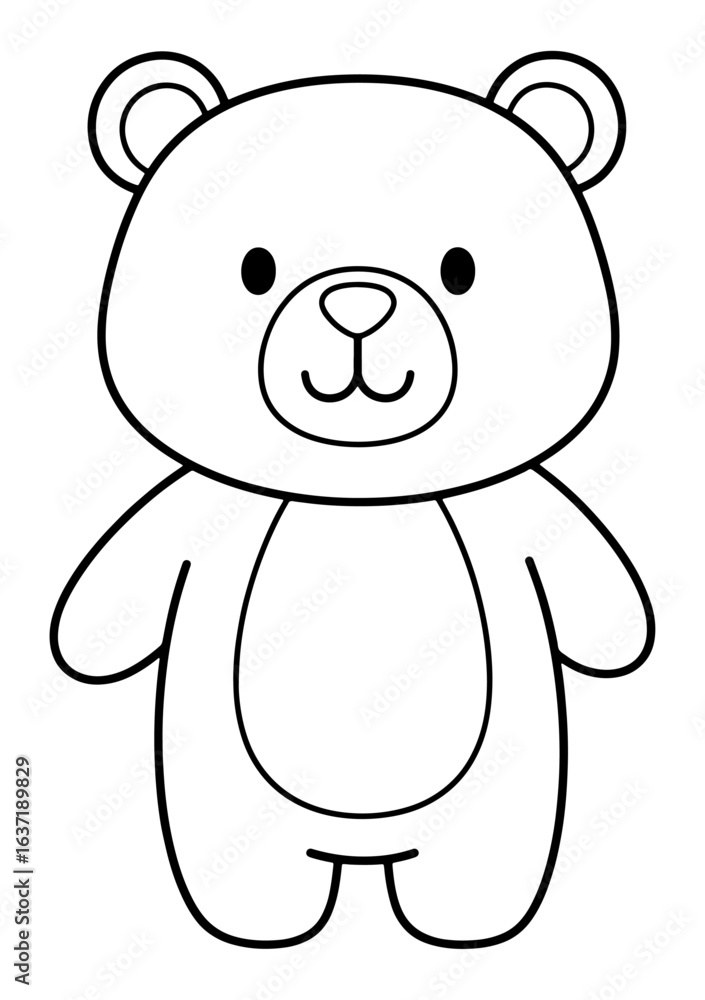 Fototapeta premium Simple Line Drawing of a Cartoon Teddy Bear