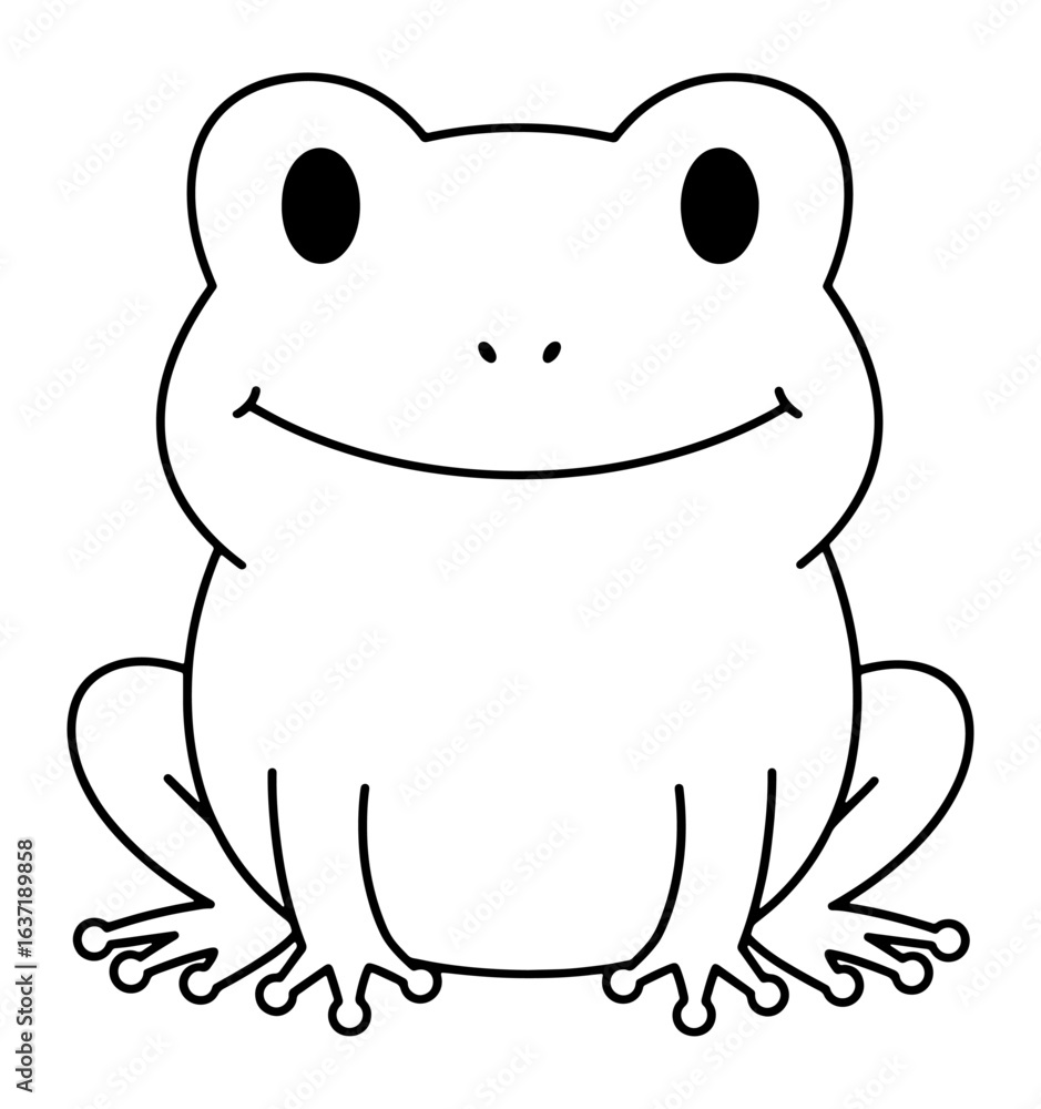 Fototapeta premium Cartoon Frog Outline with Smiling Expression