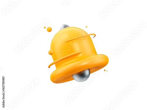 Vibrant 3D Yellow Bell Icon – Modern Notification Symbol for Digital Design
