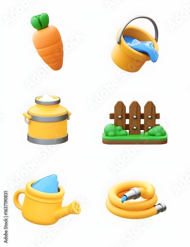 Colorful Gardening Tools and Accessories Collection –Illustration for Horticulture and Farm Design