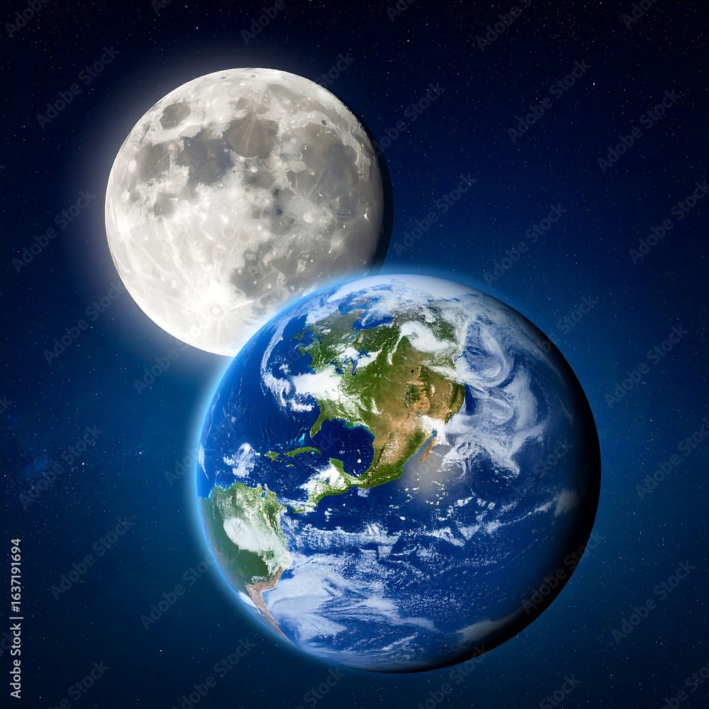 Earth and moon in space (2) Earth and moon in space (2)