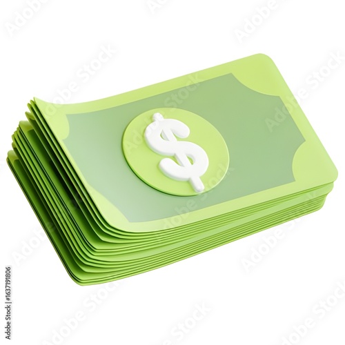 Stack of Green Dollar Bills Icon – Financial and Currency Concept for Banking and Business