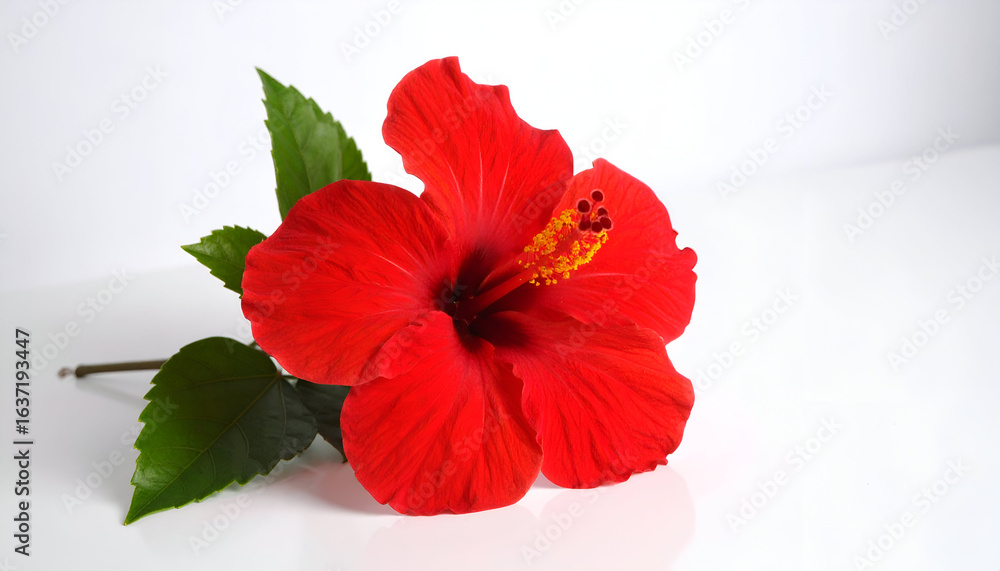 Red Hibiscus Flower with White Background. Red Hibiscus Flower with White Background.