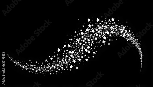 Sparkling Star Trail with Black Background.