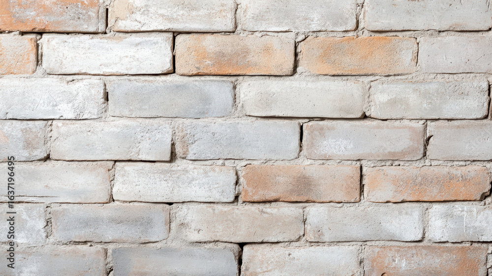 Obraz premium Textured brick wall with mix of light and dark tones, showcasing rustic appearance