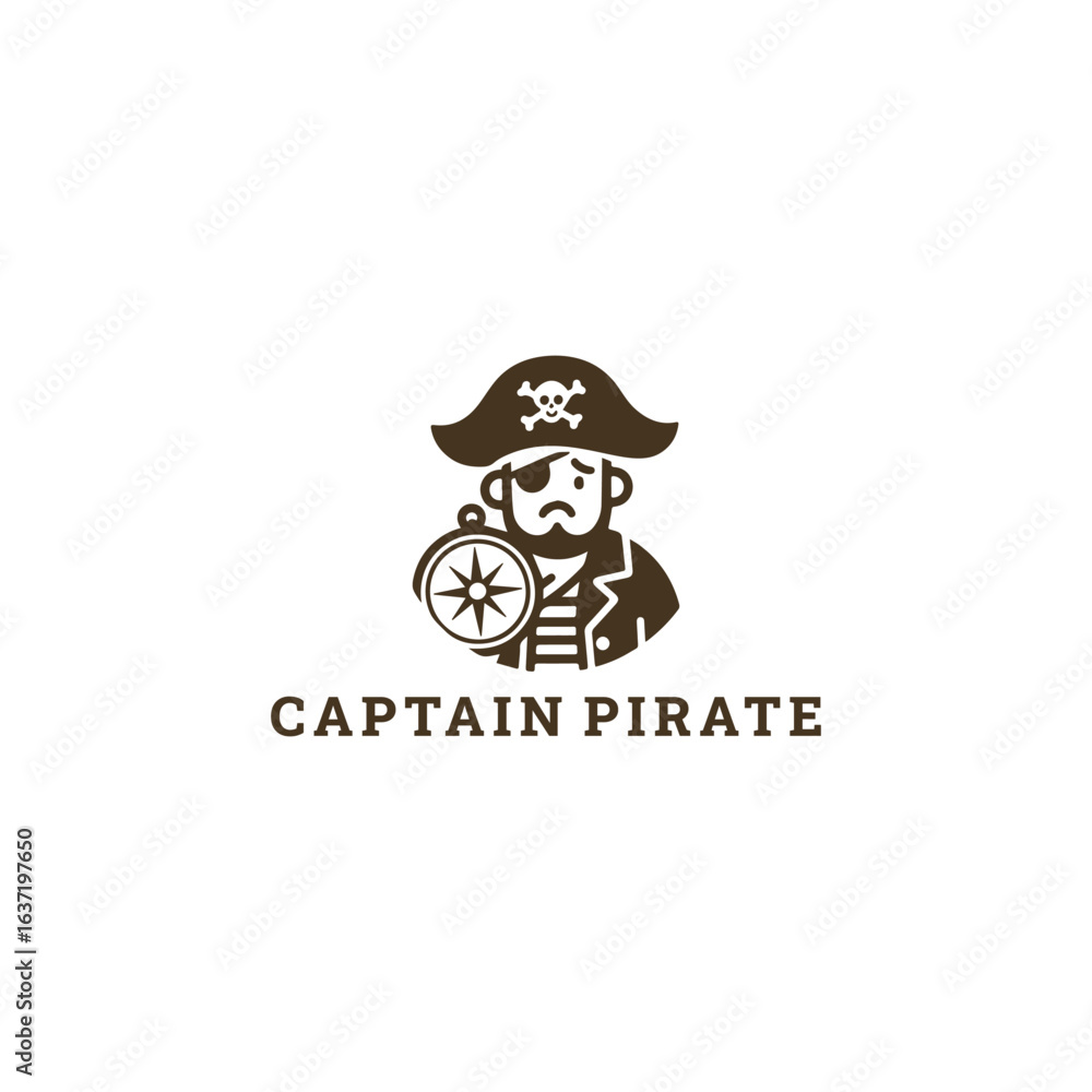 Obraz premium Captain pirate logo vector icon illustration