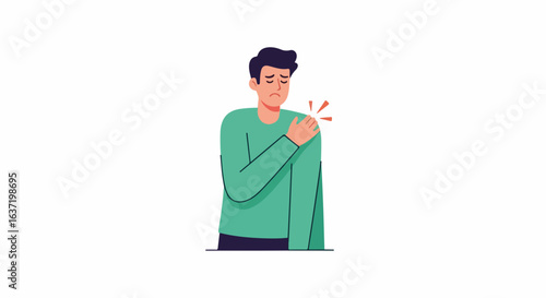 Man with shoulder pain feels discomfort in arm and upper body. Shoulder pain, a common issue, can be debilitating for health and daily activities.