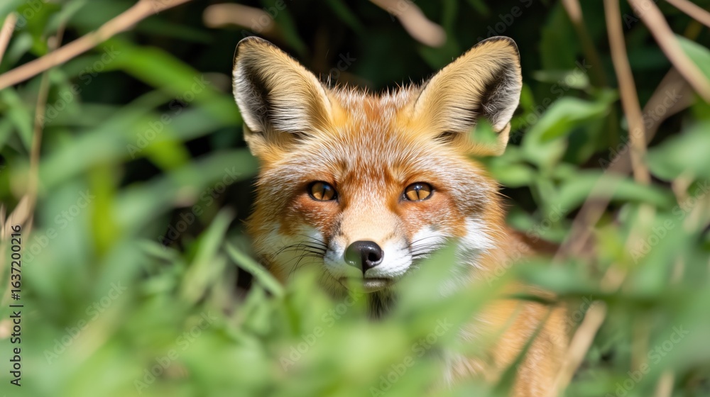 Fototapeta premium Red fox closeup stock photo